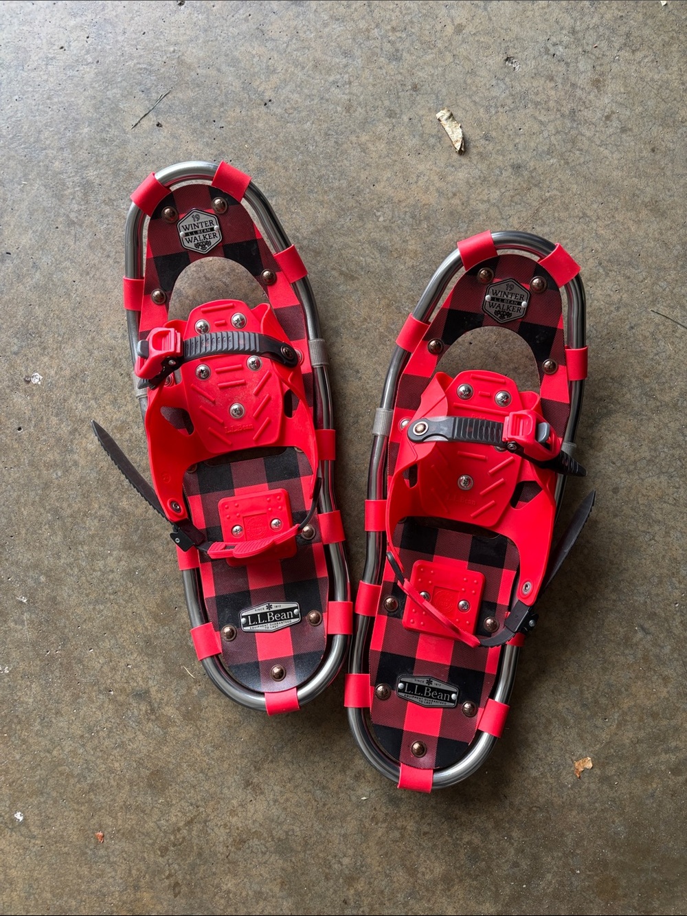 L.L. Bean Kids' Red and Black Buffalo Plaid Snowshoes